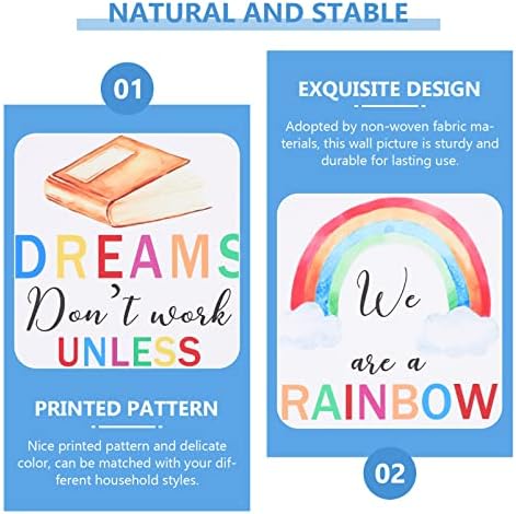 HOMSFOU 6 Pcs Colorful Words Art Prints Inspirational Quote Typography Art Print Set Motivational Saying Canvas Poster for Kids Baby Bedroom Nursery Classroom Playroom Decor