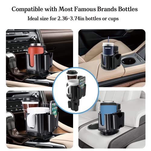 Upgraded Car Cup Holder Expander With Offset Adjustable Base For 2 Bottles And Mugs,Mobile Phone, Aromatherapy Tablet,Expander For Car Hold 18-40 Oz Bottles And Mugs, Other Bottles In 2.87"-3.74" #TOP6