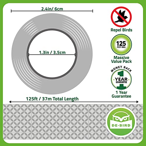 De-Bird Scare Tape - Reflective Tape Outdoor To Keep Away Woodpecker, Pigeon, Grackles, And More. Stops Damage, Roosting, And Mess (125Ft Roll) #TOP5