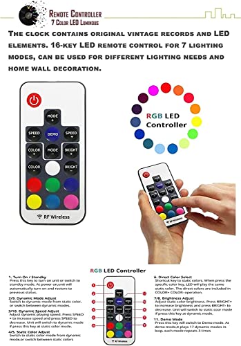 Stranger Horror Themes Vinyl Records Wall Clock, Eleven Fantasy Thriller Thing Monsters Led Light Gifts For Kids Boys Girls Or Sci-Fi Fans, 12 Inch 7 Color Dimmable Lamp With Remote Control (3-Led) #TOP6