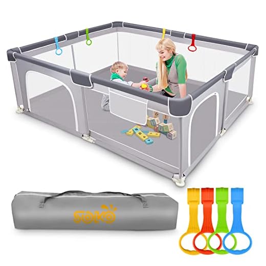 SOKO Baby Playpen, 71”×59” Extra Large Play Pen Playard for Babies and Toddlers, Indoor & Outdoor Safety Play Yard Area, Kid Sturdy Play Center Fence with Soft Breathable Mesh & Storage Bag (71”×59”)