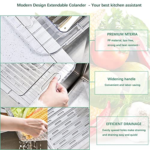 Ollimy Over The Sink Colander Strainer Basket, Expandable Multifunctional Plastic Colander, Adjustable Drainer Basket, Wash Vegetables And Fruits, Drain Cooked Pasta And Dry Dishes - Green #TOP5