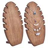 PH PandaHall 2 juegos de collares de madera expositores para joyas en forma de hoja 8 x 15 x 25,5 cm pequeño soporte para collar busto caballete para el hogar boutique tienda stand de exhibición stand