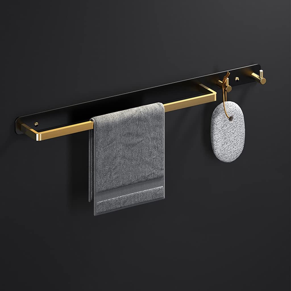asdchZen Black Gold High-End Towel Rack, Bathroom Folding Shelf, Towel Bar, Toilet Paper Holder, Robe Hooks, Bathroom Accessories Kit