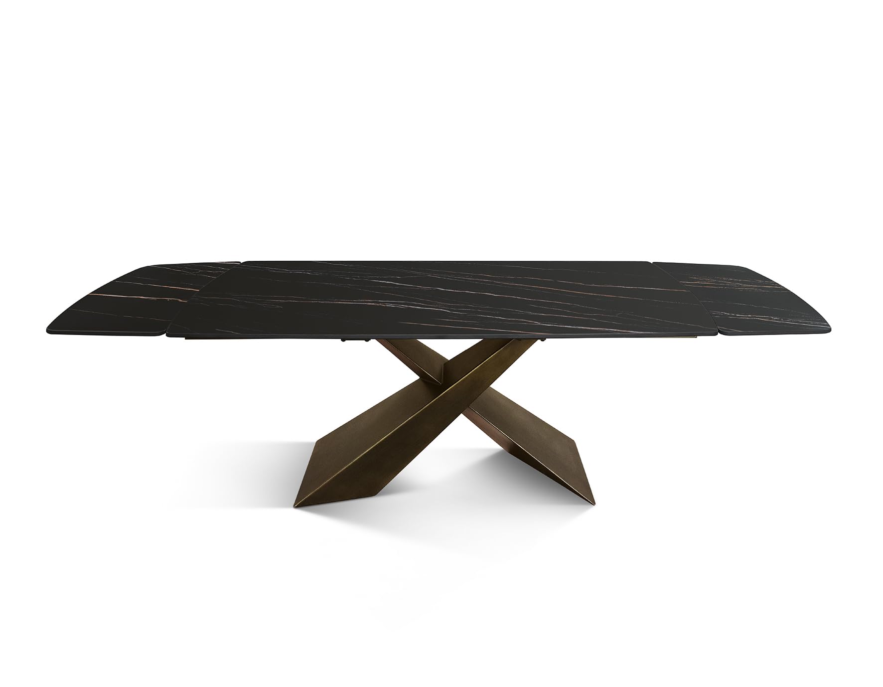 PAZZO DESIGN Tavolo Allungabile Daniele, Piano Ceramica Golden Nero, Finitura Opaca, Gambe In Metallo Bronzo, Cucina, Soggiorno, Ceramica, 160x90x76 Cm - id_2074