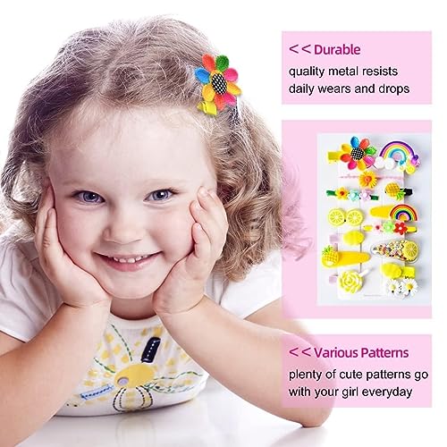 Image of Wazdorf 14 Pieces Girls Hair Pins with Clear Bag, Baby Clips Cute Cute Fruit Cartoon Animal Pin for Kids, Women, Girls Hair Accessories (yellow)