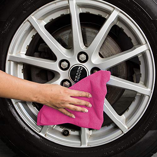 Image of SOFTSPUN Microfiber Cloth - 4 pcs - 30x40 cms - 340 GSM Pink - Thick Lint & Streak-Free Multipurpose Cloths - Automotive Microfibre Towels for Car Bike Cleaning Polishing Washing & Detailing
