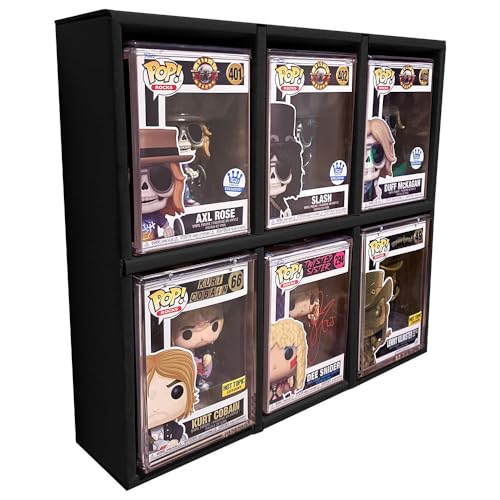 1 x Grail Kubbie 3x2 Black Display Case for Funko Pops in Acrylic Pop Shield Armor, Stackable & Wall Mountable Pop Shelf, Strong Cardboard Material