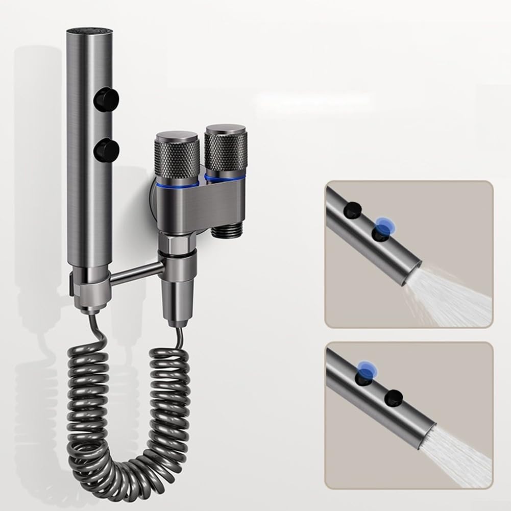 Set spruzzatore bidet in acciaio inox doccetta WC rubinetto acqua alta pressione argento