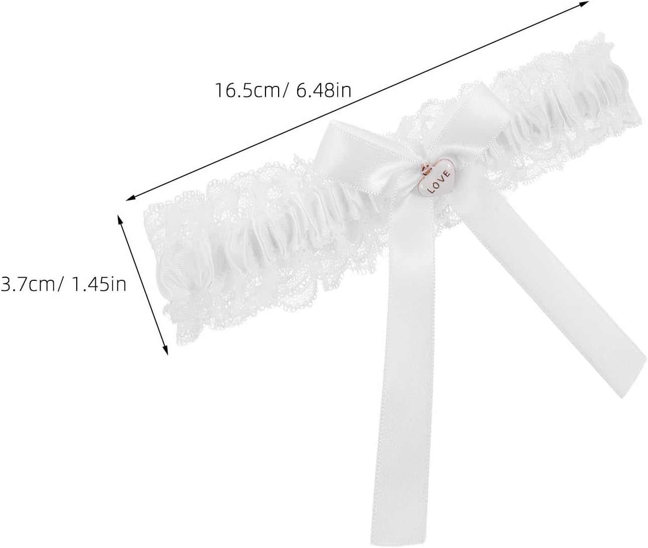 1 Pair White Bridal Lace Wedding Garters with Stretchable Polyester Material and Elegant Floral Design for Garden Wedding Fits Leg Circumference to 60cm