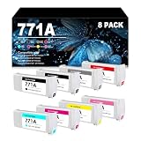 771 Ink Cartridge Set 775ml Replacement for HP 771A B6Y15A B6Y16A B6Y17A B6Y18A B6Y19A B6Y20A B6Y21A B6Y22A for DesignJet Z6200 Z6600 Z6800 Z6810 Printer (8 Pack 771A Ink Kit)