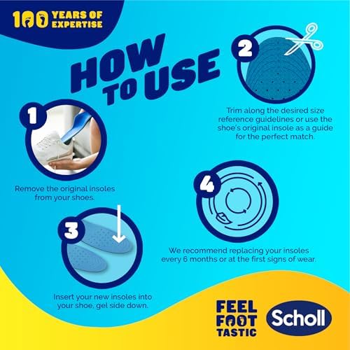 Scholl GelActiv Work & Boot Insoles for Men, All Day Comfort at Work, Shock Absorption and Comfort Cushioning with GelWave Technology, UK Size 7-12 - View 8