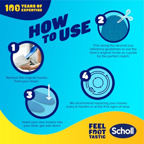 Scholl GelActiv Work Insoles for Men, All Day Comfort at Work, Shock Absorption and Comfort Cushioning with GelWave Technology, UK Size 7-12 - Image 5