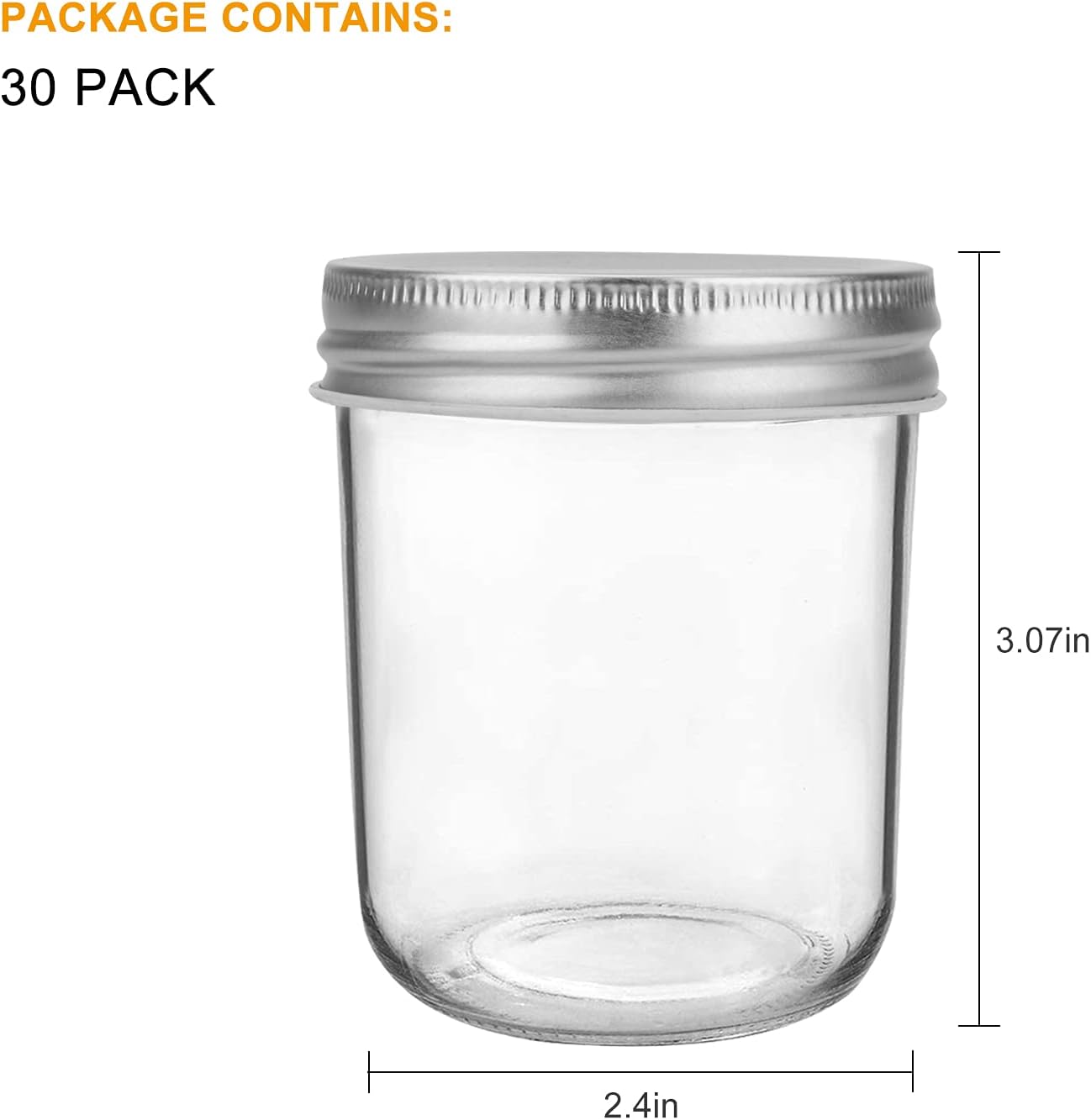 accguan 6oz / 180ml mason jars glass jelly jars, canning jars with regular lids, ideal for honey,jam,wedding favors,shower favors, 30 pack