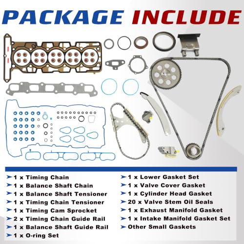 Image of 3.7L Timing Chain Kit w /Full Head Gasket Set OE# TK3138,90195SA,HS26390PT | Fit For Chevy Colorado GMC Canyon 2007-2012 Hummer H3 H3T 2007-2010 Isuzu i-370 2007-2008