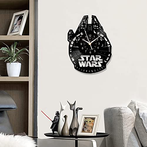 Kinglive Star Theme Wars Wall Clock, Stormtrooper Vinyl Record Clock Sci-Fi Movies Wall Decor, Gifts For Men Kids, 12 Inch Black Home Decor Death Star Silent Clock #TOP3