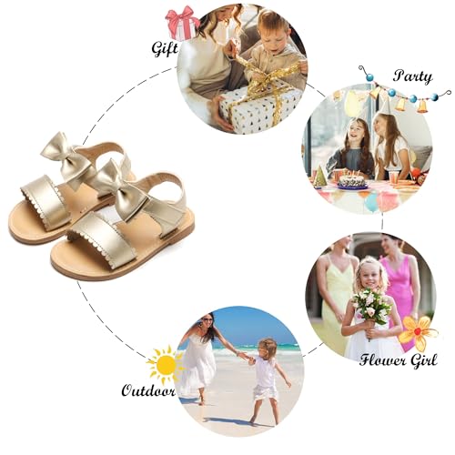 Image of Felix & Flora Toddler Girl Sandals - Little Girl Easter Dress Shoes Lightweight Open Toe Beach Holiday Flats