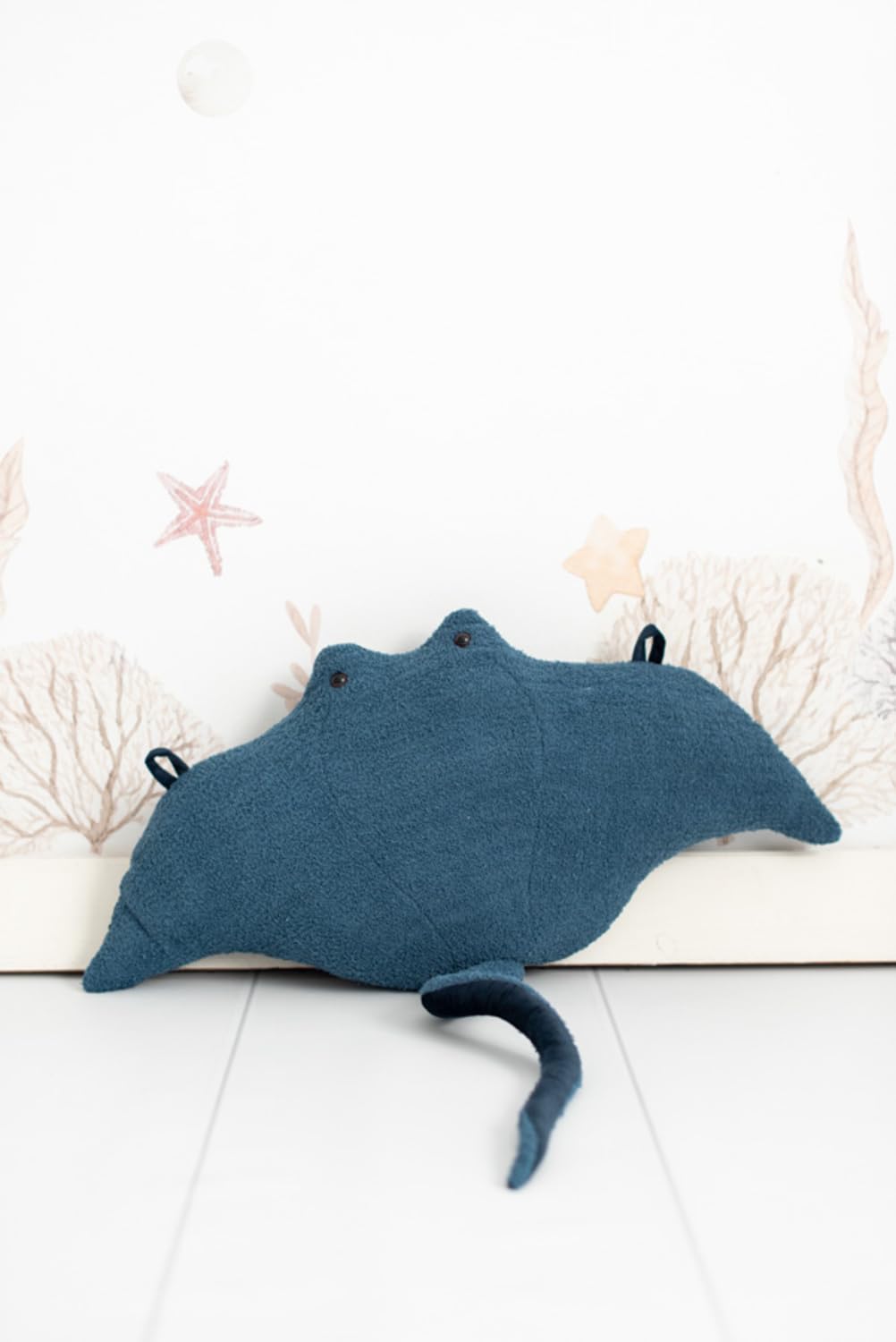 Zestaw 2 pluszowych pluszaków dla dzieci z formado do mantarraya azul claro y mantarraya azul ciemny
