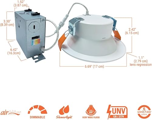 Miniatura 3 de HALO LCR4 - Luz empotrable LED integrada CCT de 4 pulgadas de color blanco suave con módulo de reequipamiento de montaje en superficie redonda