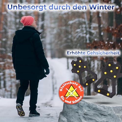 Anti Rutsch Schuhspikes Eco - Langlauf Schuhbedarf Ice Grips Schuhkrallen - rutschfeste Eisspikes für Schuhe und Stiefel - Antirutsch Spikes Glatteis - Spikes zum Überziehen - Grödel (L (41-43))