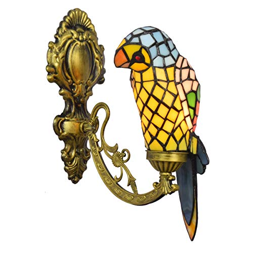 Applique murale style Tiffany lampe de chevet vitrail perroquet jaune - 2