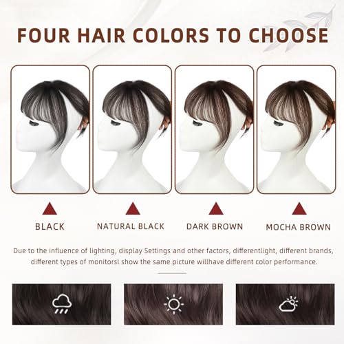 Vigorous Bangs Hair Clip 100% Real Human Hair 360°Cover Clip in Bangs for Women 3D Wispy Bangs Hairpieces Fake Bangs for Daily Wear(Mocha brown) - Image 5