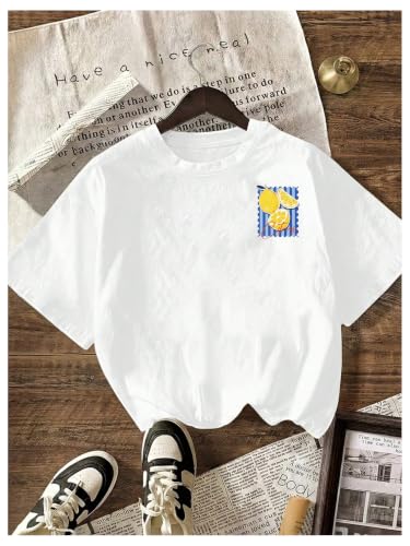Image of RoseSeek Women's Graphic Letter Tee Crew Neck Trendy Summer Vintage T Shirt