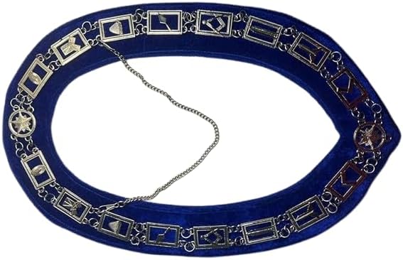 Masonic Regalia Blue Lodge Chain Collar Silver Plated Blue Backing