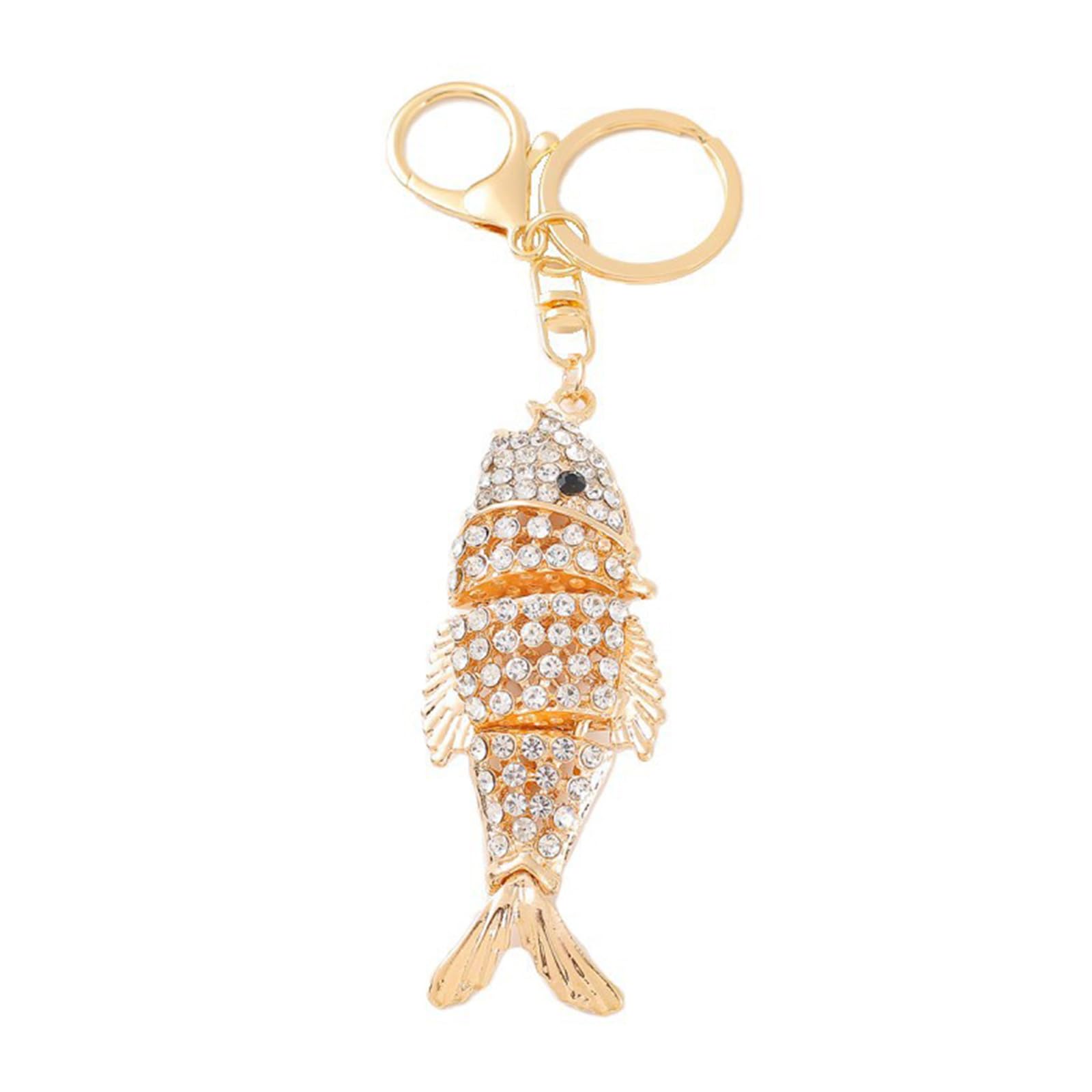 Mhadbkh Women's As Described Stylish Marine Animal Keychain With Sparkling Crystal Accents 3 Designs 8 Color Options Kirsite Sturdy Accessory
