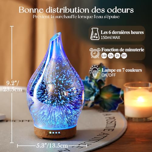 Luftbefeuchter contre l'air sec diffuseur silencieux en verre pour la maison - 3