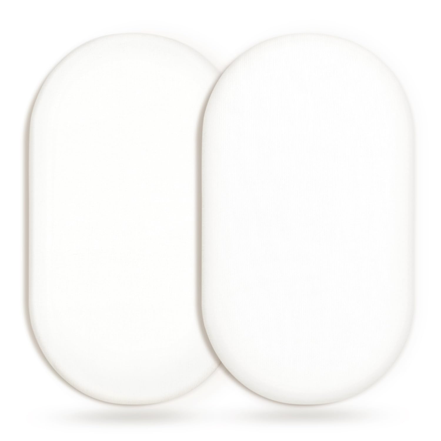 GRSSDER Stretchy Ultra Soft Fitted Bassinet Sheet 2 Pack, Universal Fit for Bassinets Baby Cradle Moses Basket Oval Rectangle Mattress Safe and Snug, Jersey Bassinet Sheets for Girls, White