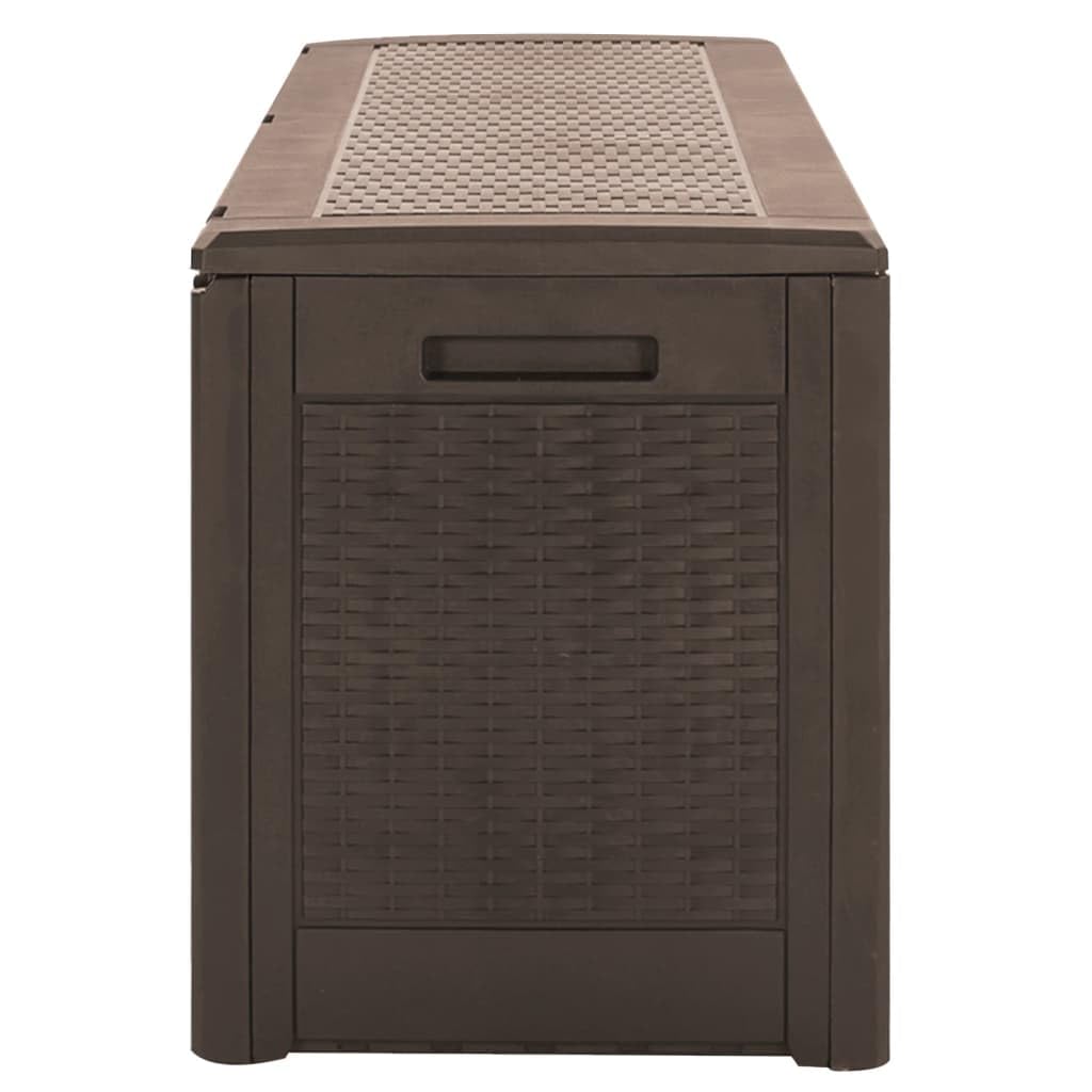 vidaXL Gartentruhe Braun 119x48x60 cm Polypropylen, Werkzeugkasten, Lagerbox, Gartenbox, Werkzeugtruhe, Deckenbox, Kissenbox, Auflagenbox