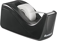 Scotch C60-BK Desktop Tape Dispenser, Black Two-Tone, Weighted Non-Skid Base, One-Handed Dispensing (1 Pack)