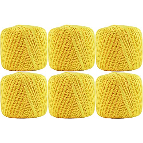 Image of ThreadArt 100% Cotton Crochet Thread Size 10, 6 Ball Pack, Pollen Gold 40 | Soft pure cotton crochet thread for lace, doilies, amigurumi and crafts. Smooth finish with crisp stitch definition.