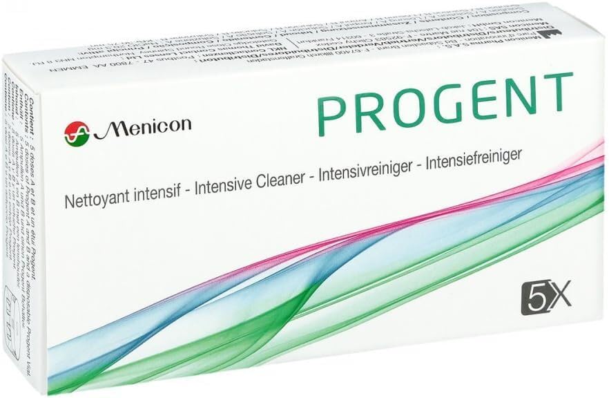 Menicon Progent SP - Detergente intensivo per lenti a contatto, 5 fiale A+B + contenitore, 1 x 5 pezzi