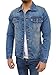 Overdrive Men's Denim Biker Trucker Jacket CE Armored Protective Foam Pads Blue Jeans Fabric with 2 Gun Pockets Medium