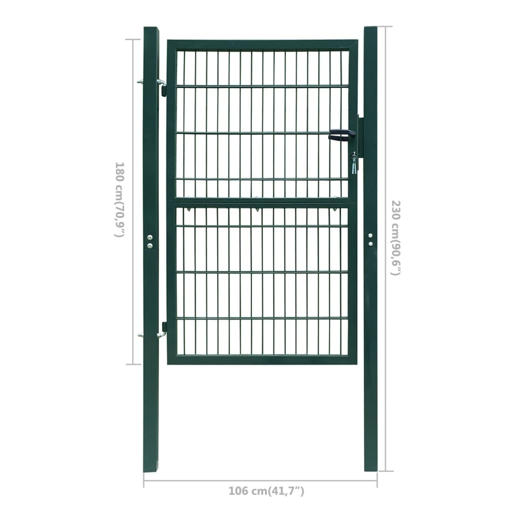 vidaXL Portillon de Jardin 2D (Simple) Acier Vert 106x230 cm Porte de Clôture