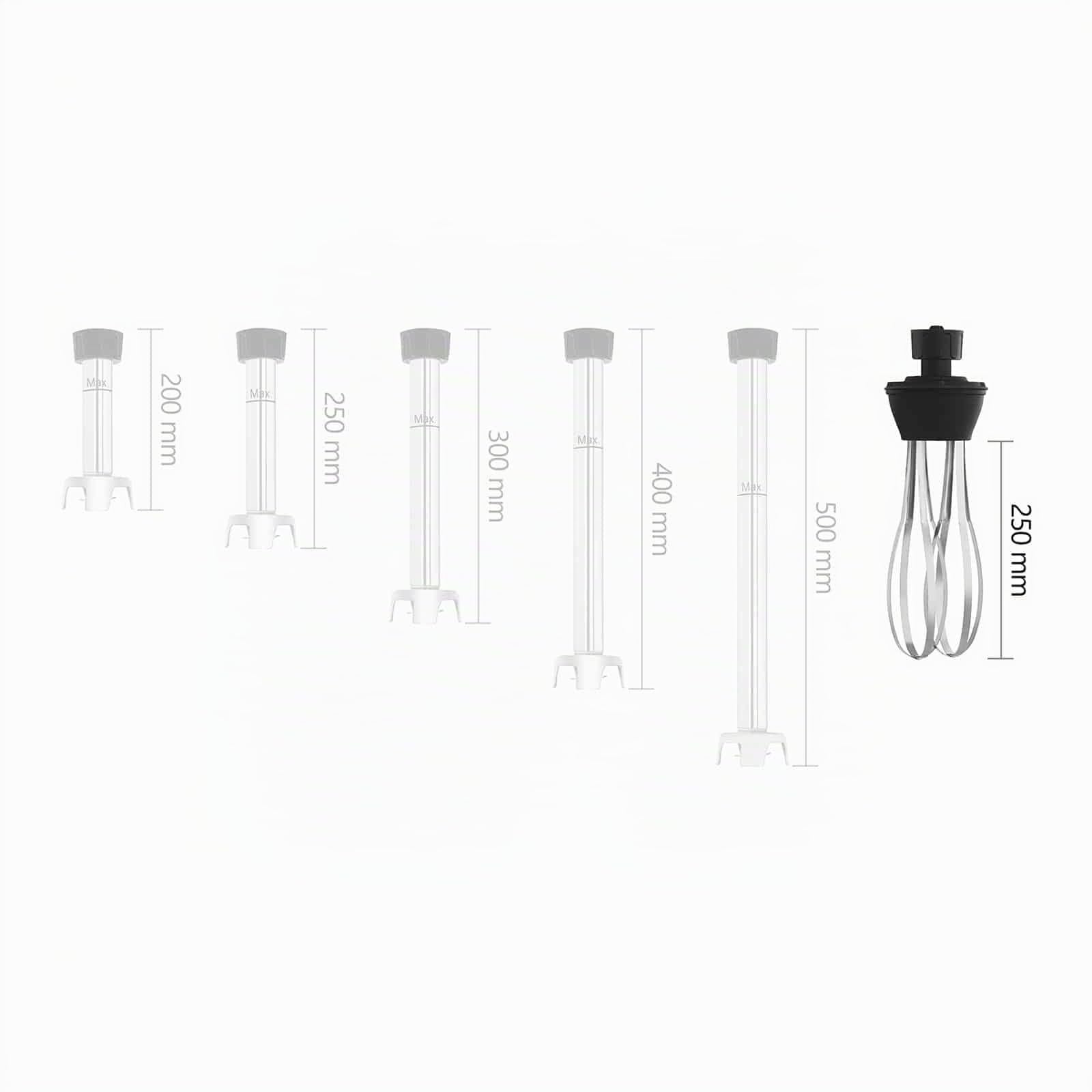 Royal Catering RCMA-250W Schneebesen für Stabmixer Mixstab Zubehör (Schneebesenaufsatz, 250 mm, Edelstahl)
