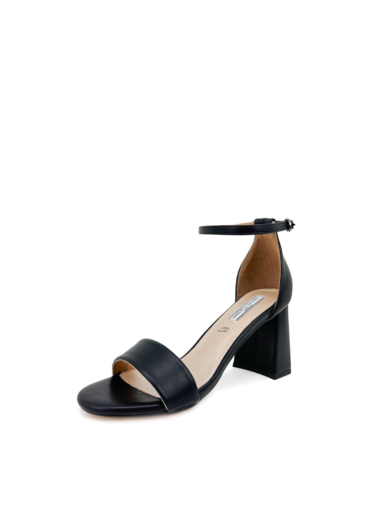 Zwarte sandalen met steentjes en brede hak