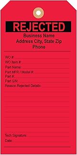 Tags 4 Less FAA Inspection Tags – Federal Aviation Administration Equipment Preventative Maintenance Labels for Quality Control, for Easy Record-Keeping & Documentation (Red Rejected, Pack of 100)