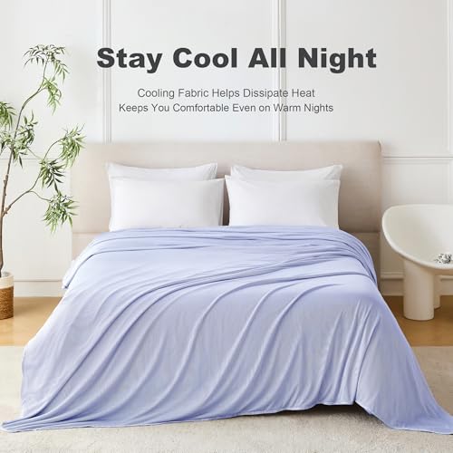 Image of COOVA Cooling Blanket for Hot Sleepers,Lightweight Summer Cold Thin Blanket for Night Sweats and Hot Flashes,Breathable Soft Blanket for Bed Couch Sofa,(Navy Blue,50x60 inches)