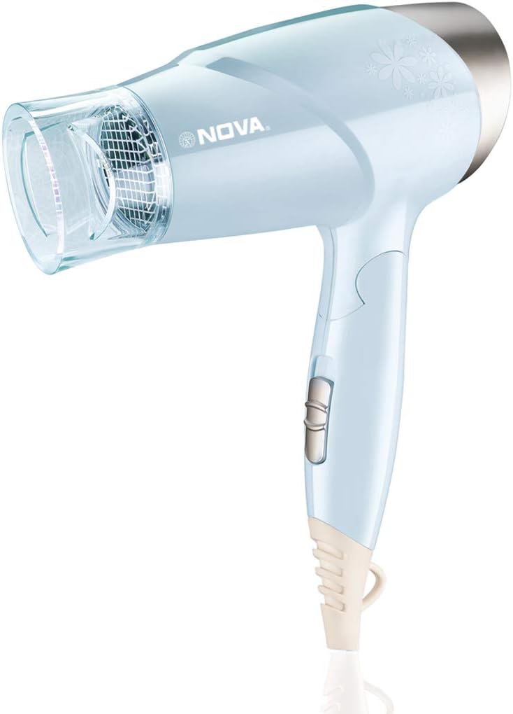 Nova NHP 8203 Premium 1400 Watts Hot & Cold Foldable Hair Dryer for Women (Blue)