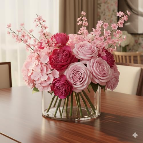 Image of KALAKRITI Cylindrical Shape Glass Flower Vase 6 Inch | Transparent Vase for Flowers, Indoor Plants & Table Centerpiece | Decorative Modern Glass Vase for Living Room, Office & Dining Table - Pack of 1