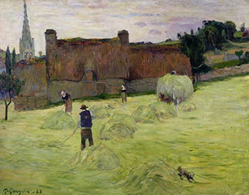Tableau La fenaison en Bretagne Gauguin affiche impression sur toile