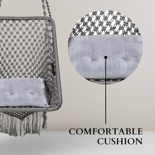 Image of Swingzy Premium Large Swing Chair Hanging Hammock Chair for Home, Indoor, Outdoor, Patio, Balcony, Garden /Jhula for Adults /Free Accessories Included (Rectangle Grey)