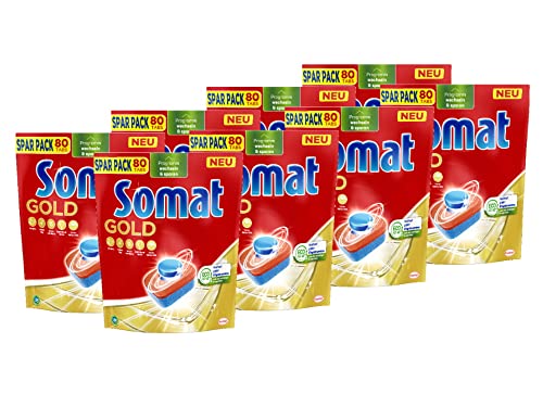 Somat Gold Spülmaschinen Tabs (8x80 Tabs), Geschirrspül Tabs für strahlend sauberes Geschirr auch bei niedrigen Temperaturen, Extra-Kraft...