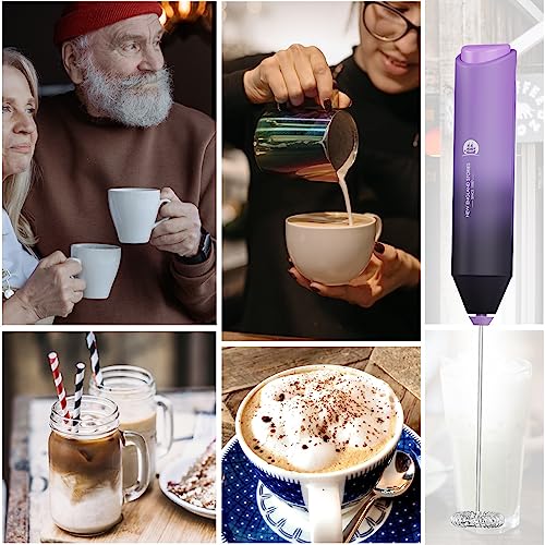 Image of Powerful Milk Frother Handheld Foam Maker, Mini Whisk Drink Mixer for Coffee, Cappuccino, Latte, Matcha, Hot Chocolate, No Stand, Galaxy