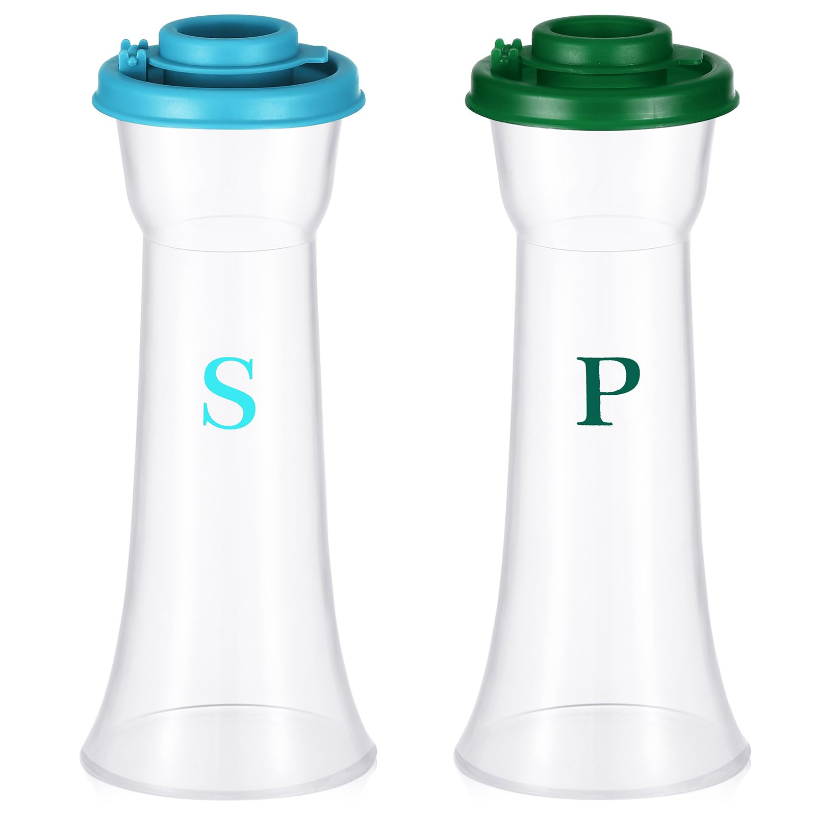 2 Pcs Plastic Salt and Pepper Shakers Set with Lid, Classic, Teal and Green