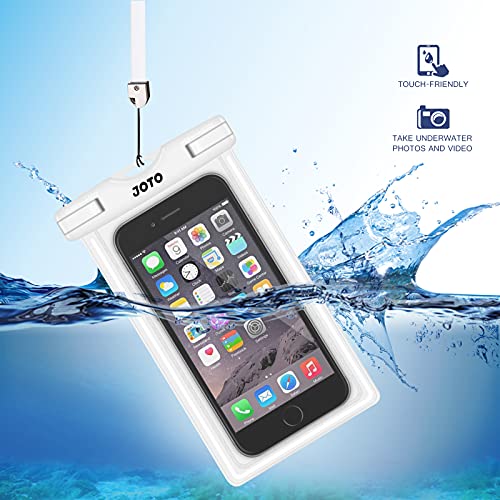 Image of JOTO Universal Waterproof Phone Holder Pouch, Underwater Case Cell Phone Dry Bag for iPhone 14 13 12 11 Pro Max Mini XS Max XR X 8 7 6S, Galaxy S21 S20 S10 S9 Pixel HTC LG Motorola Up to 7.0 inch -White
