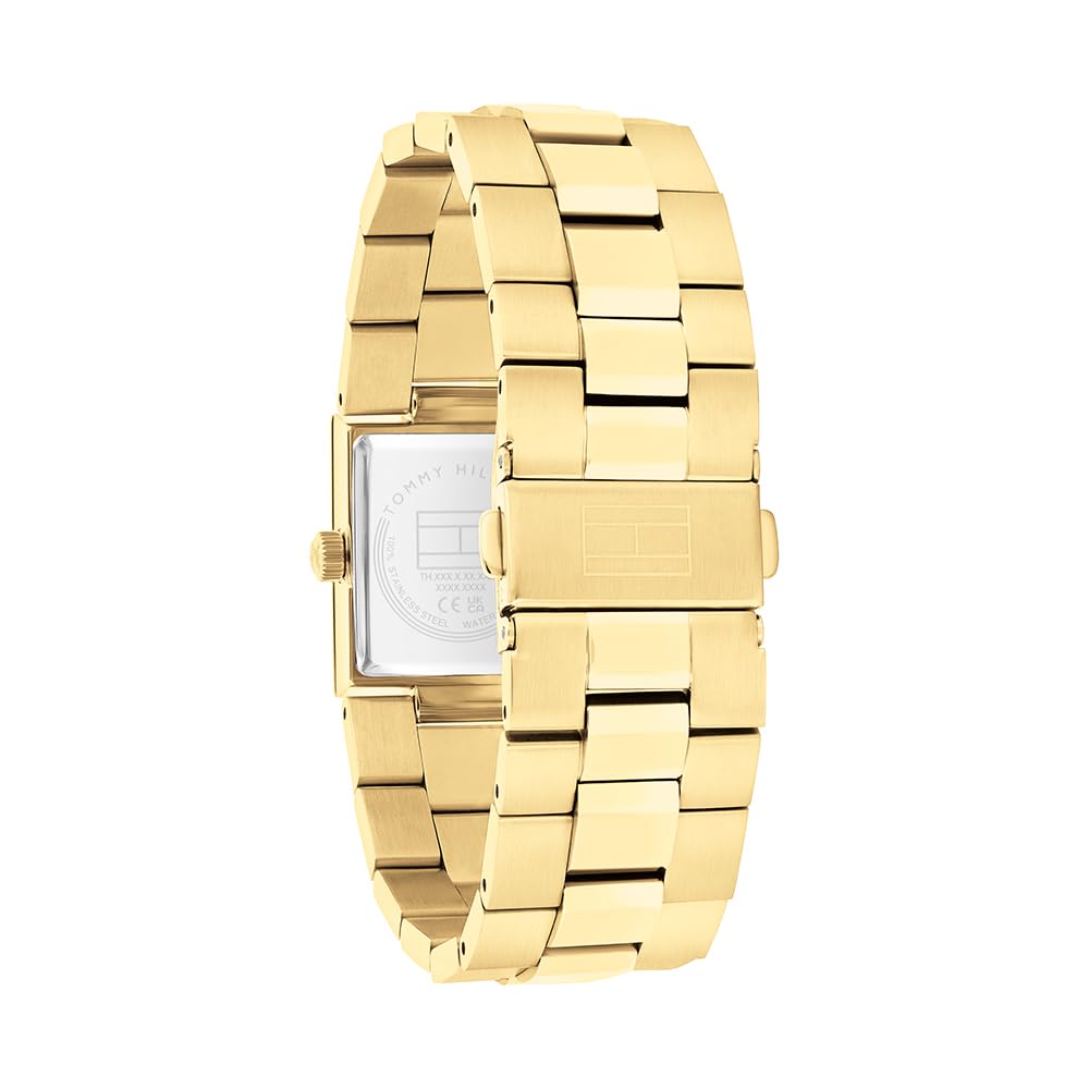 Tommy Hilfiger Damen-Quarzuhr mit Rechteckigem Gehäuse und Edelstahlarmband